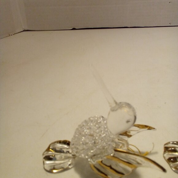 Hummingbird Christmas Ornament Hand Blown Glass Gold Trim 3" Lot of 2 - Picture 12 of 16